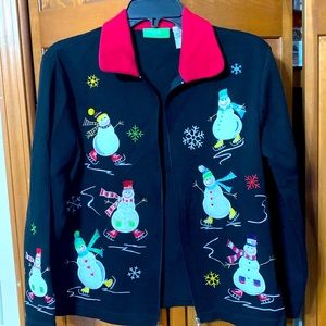 EUC black size M Christmas sweater with snowmen